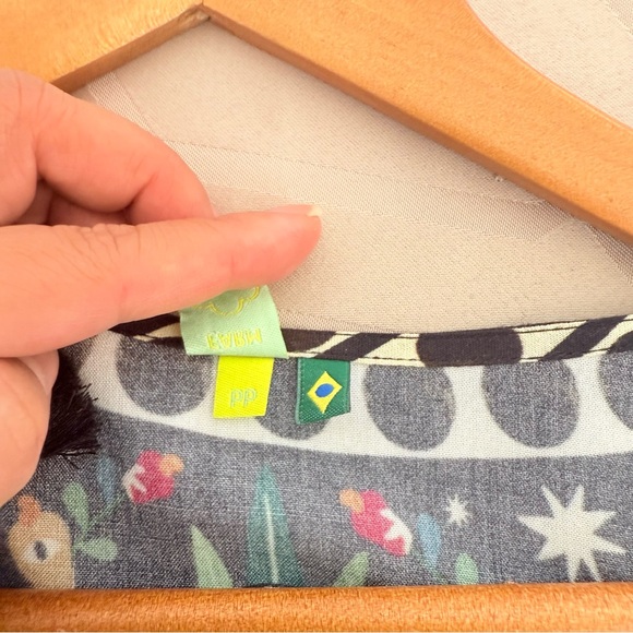 Farm Rio Women Bohemian Floral Tropical Jungle Blouse Oversize Size PP or XS - Picture 7 of 9